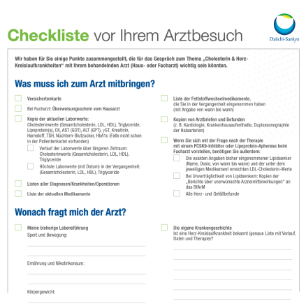 Checkliste für Patient:innen für Arztbesuche